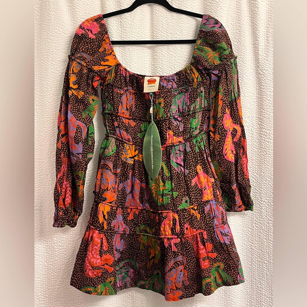 Farm Rio Wild Leopards Black Mini Dress